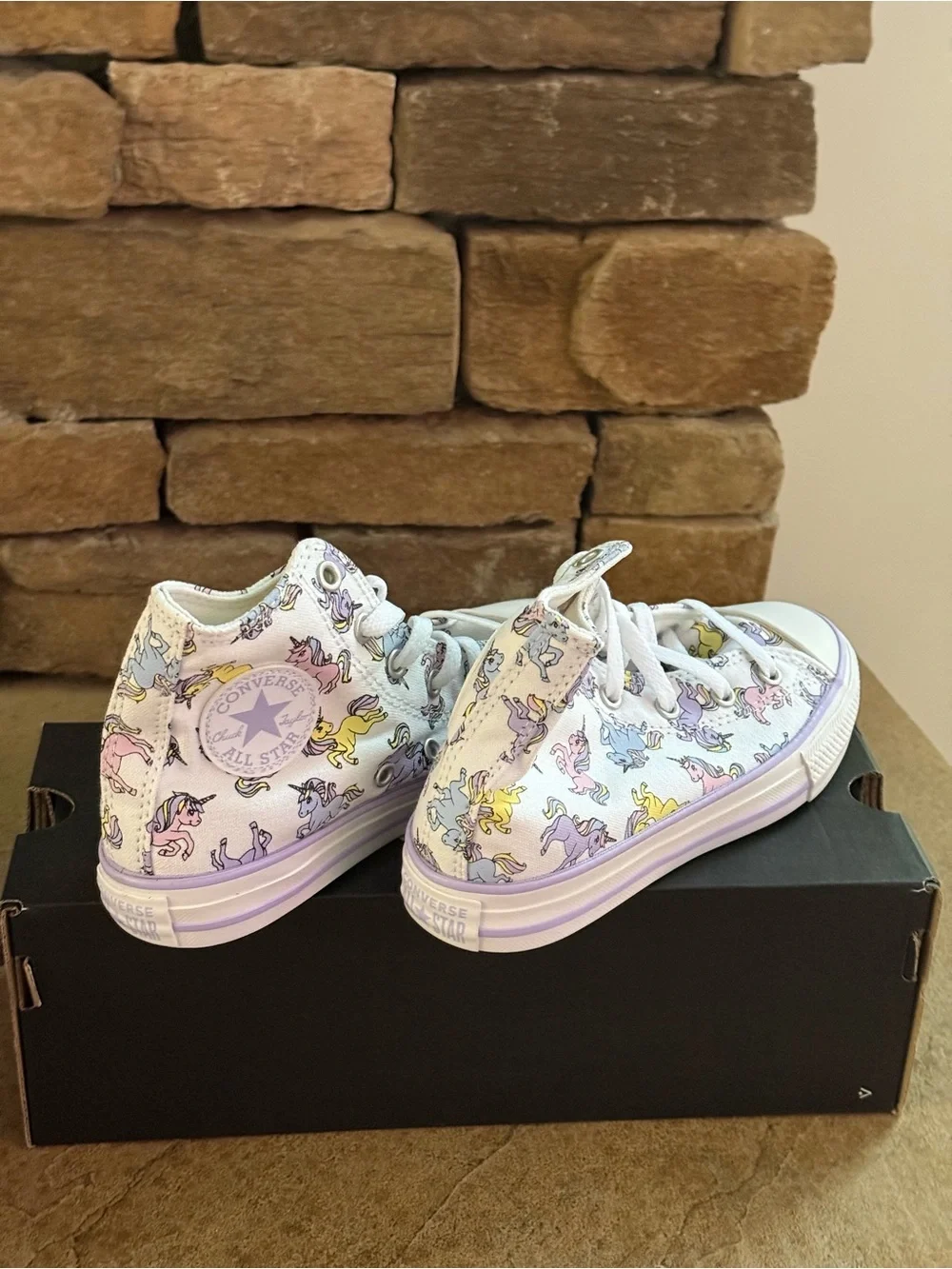 Converse Kids' Unicorn Print High-Top Sneakers - White/Pastel Size 1